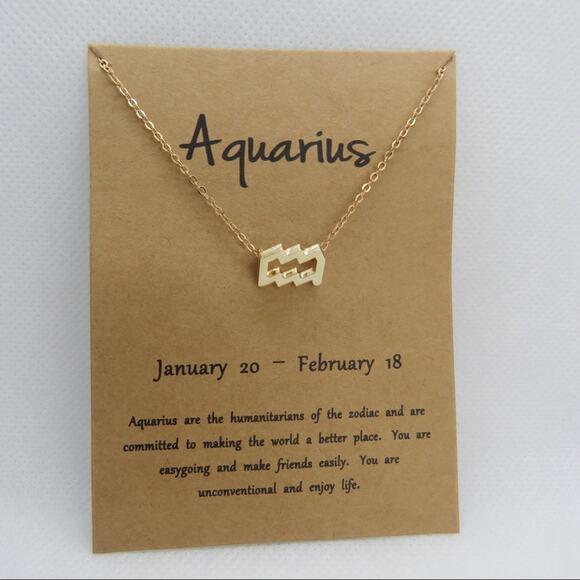Francesca's Aquarius Pendant Necklace Horoscope Zodiac Necklace - Picture 2 of 3